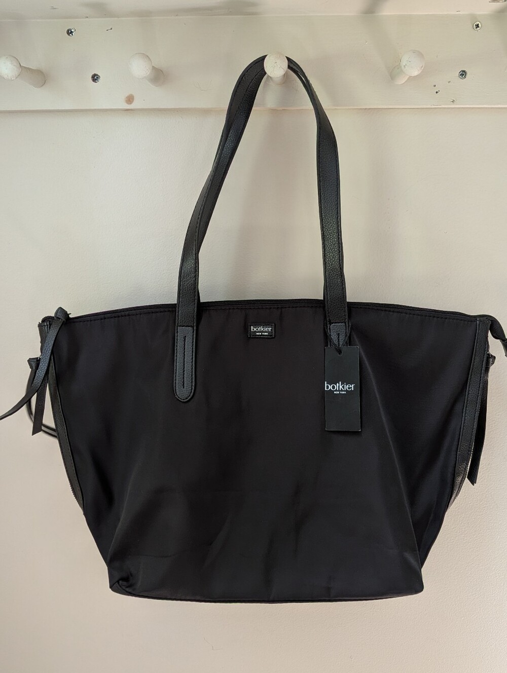 Botkier Top and Side Zip Black Tote Bag
